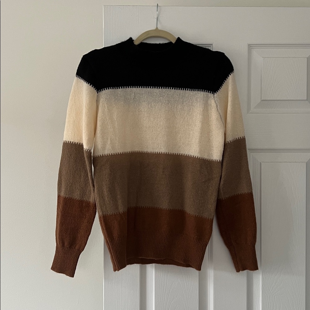 Emery Rose Colorblock Striped Women's Knitted Sweater Fall Cozy